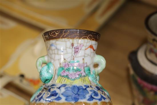 A quantity of Chinese crackle ware vases tallest 34cm
